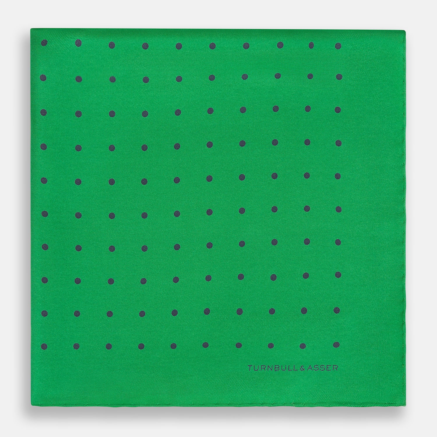 View 3 of product Green and Navy Spot Silk Pocket Square