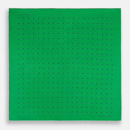 Green and Navy Spot Silk Pocket Square Image 3