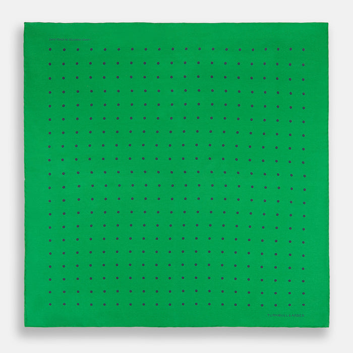 Green and Navy Spot Silk Pocket Square Image 3