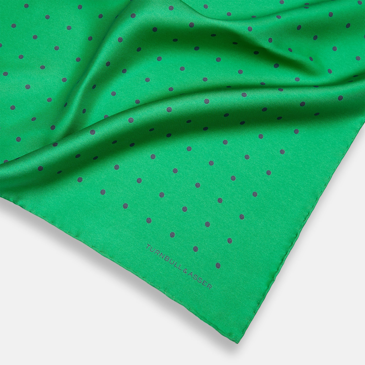 View 2 of product Green and Navy Spot Silk Pocket Square