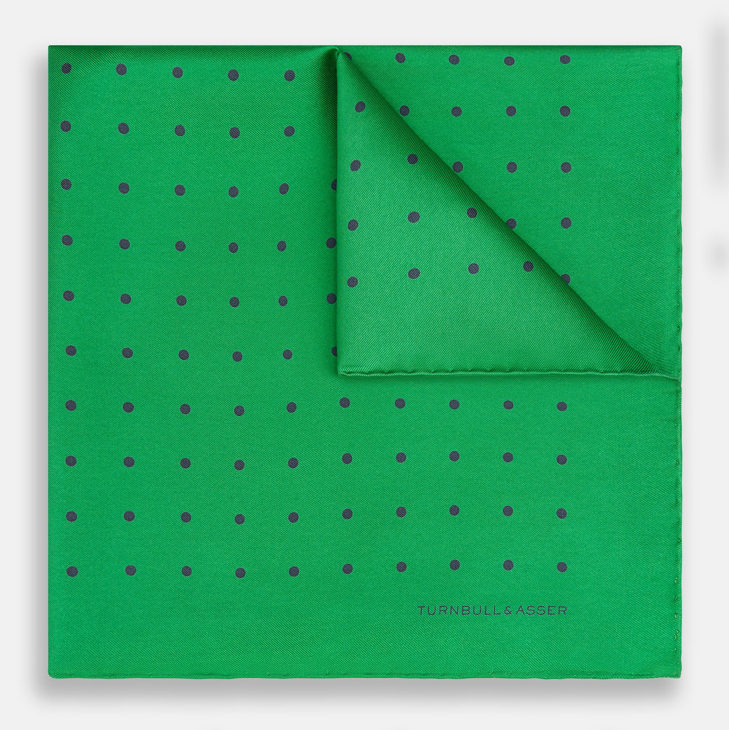 View 1 of product Green and Navy Spot Silk Pocket Square