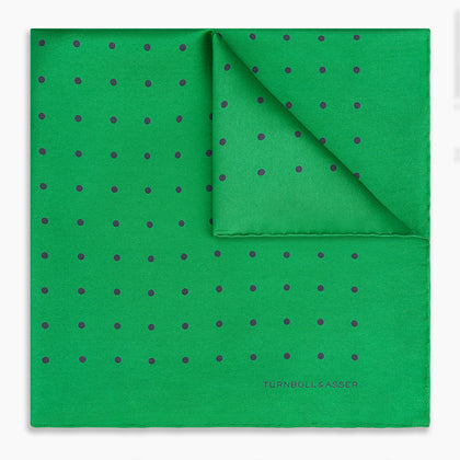 Green and Navy Spot Silk Pocket Square Image 4