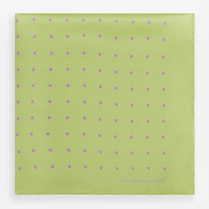 Melon Green and Lilac Spot Silk Pocket Square Image 2