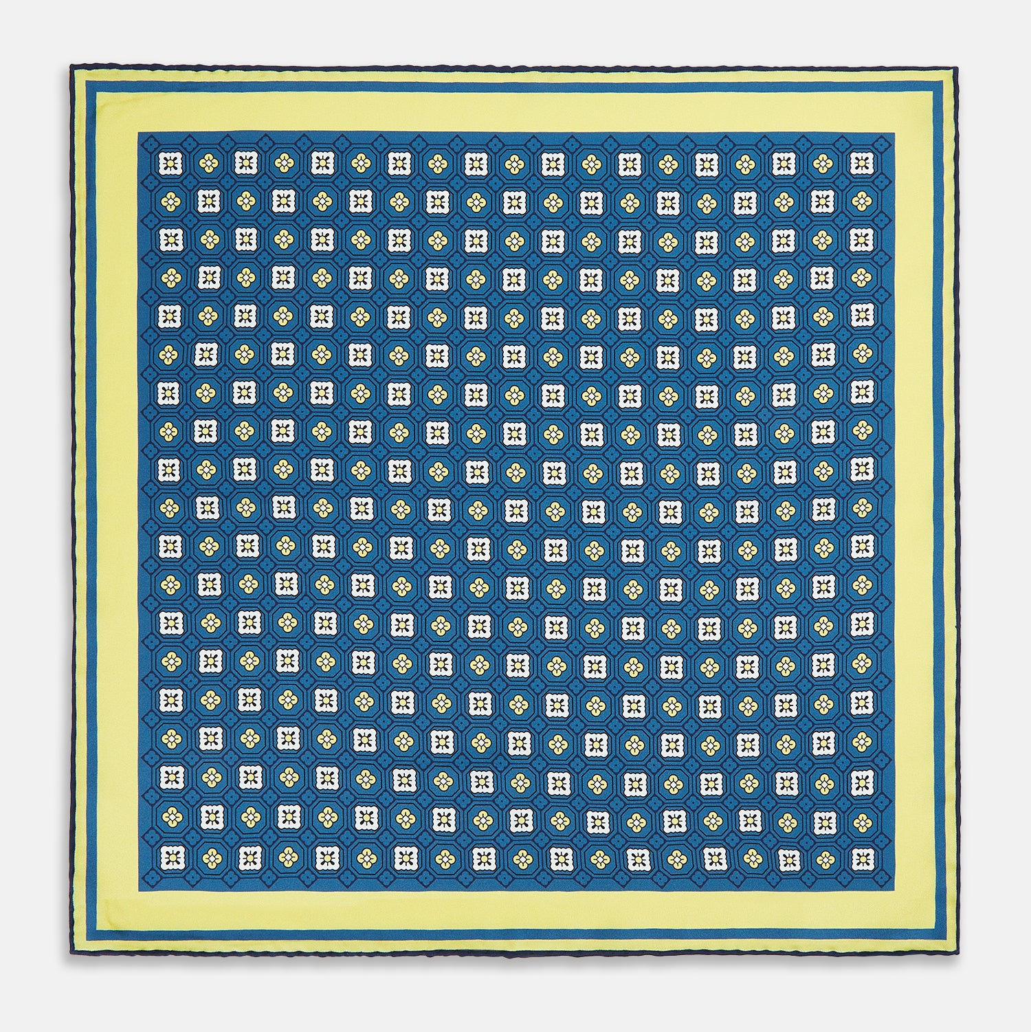 View 4 of product Azzurro Floral Tile Silk Pocket Square OS