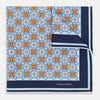 View 1 of product Blue Floral Tile Silk Pocket Square OS