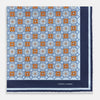 View 3 of product Blue Floral Tile Silk Pocket Square OS