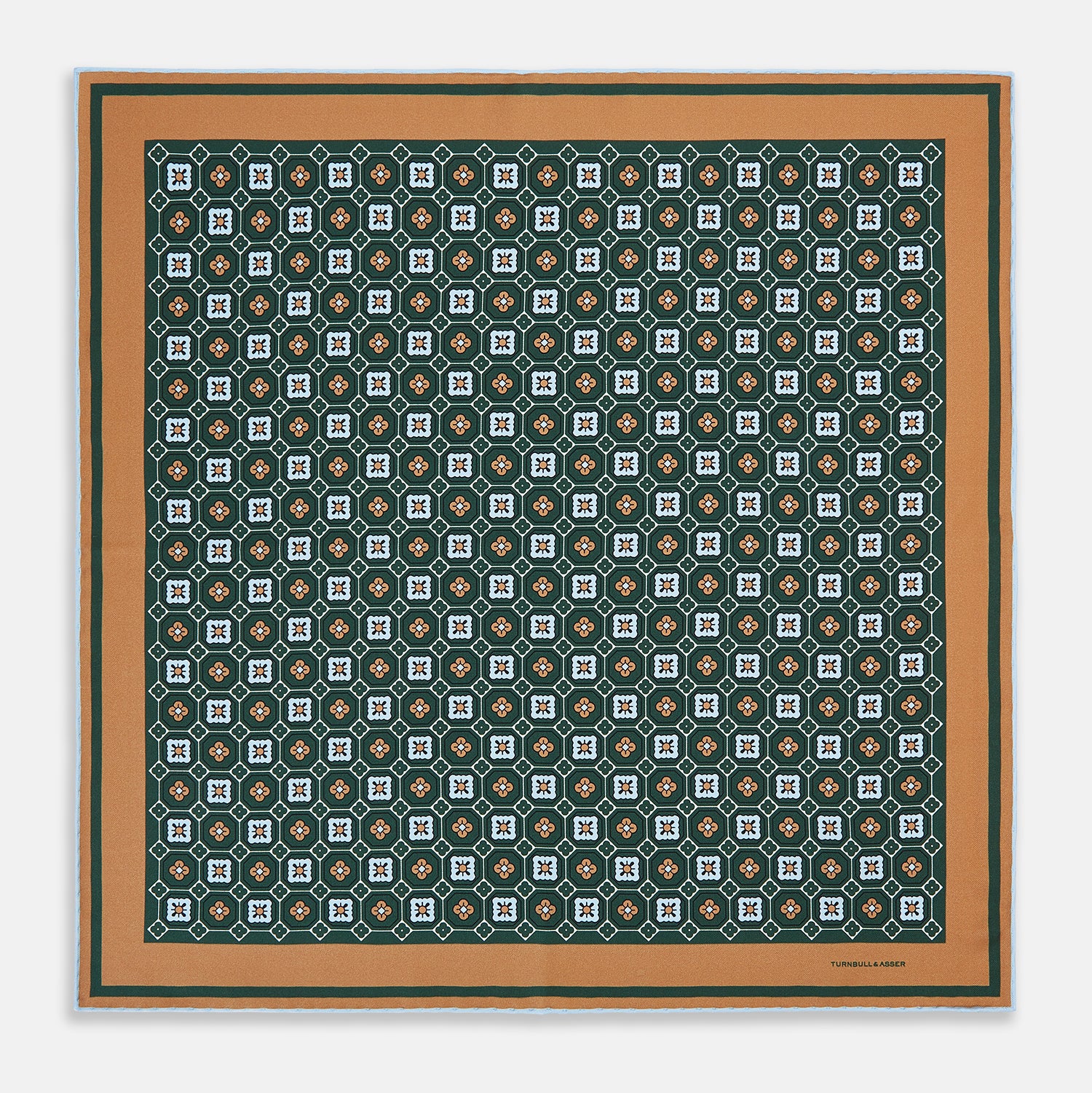 View 4 of product Forest Green Floral Tile Silk Pocket Square OS