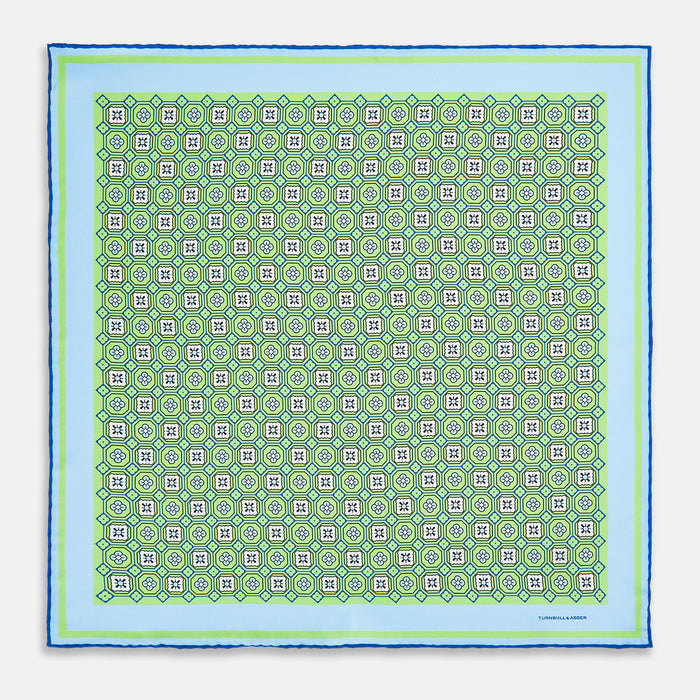 Fern Green Floral Tile Silk Pocket Square Image 3
