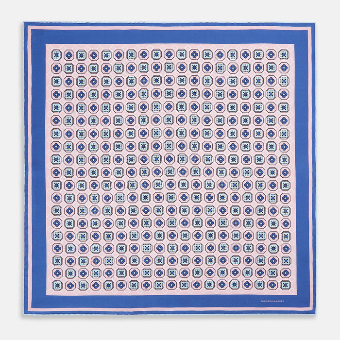 Light Pink Floral Tile Silk Pocket Square Image 3