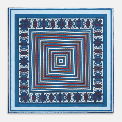 Blue Bonnet Dots and Paisley Silk Pocket Square Image 3