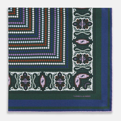 Forest Green Dots and Paisley Silk Pocket Square Image 2