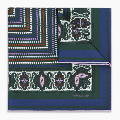 Forest Green Dots and Paisley Silk Pocket Square Image 4