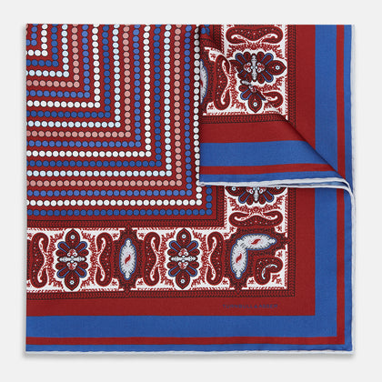 Red Dots and Paisley Silk Pocket Square