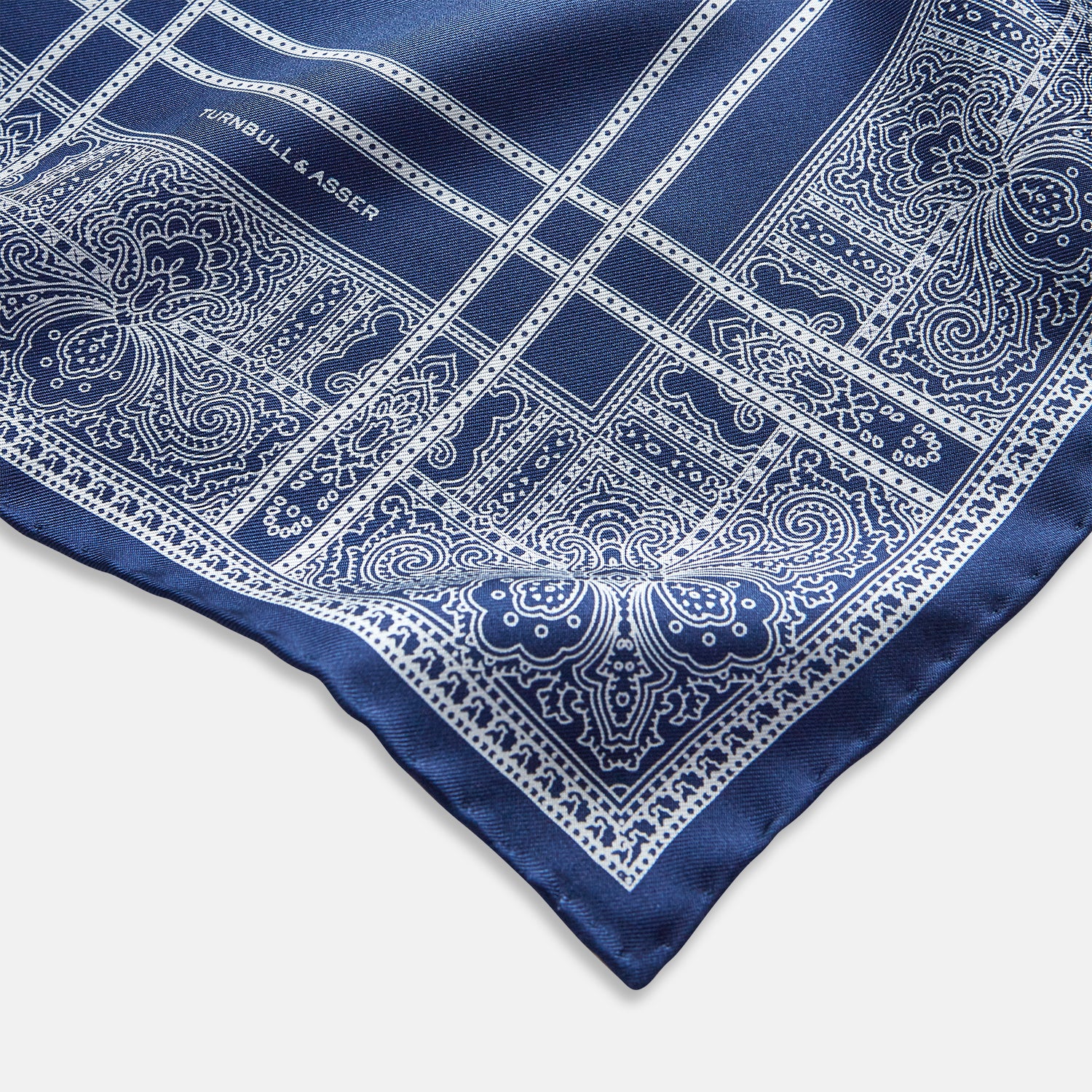 View 2 of product Azzurro Paisley Bandanda Patterned Silk Pocket Square OS
