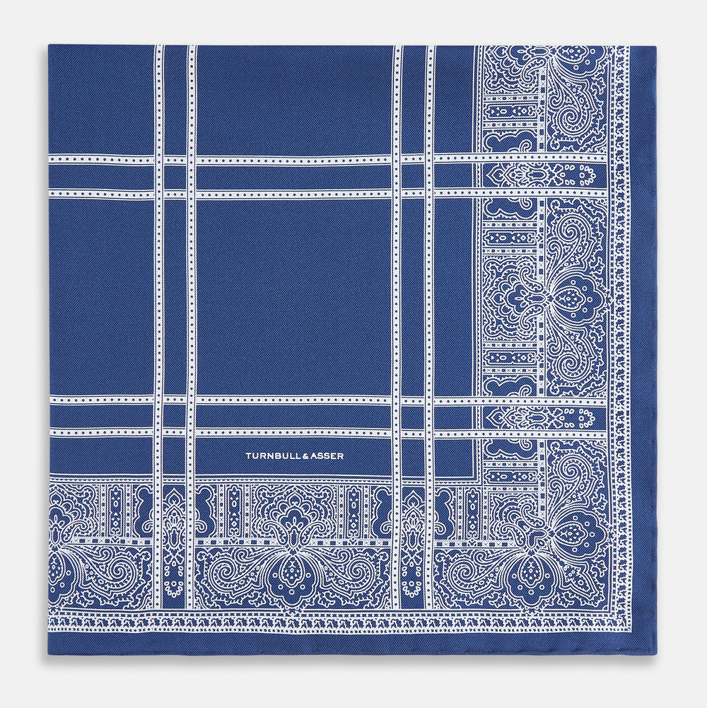 Azzurro Paisley Bandanda Patterned Silk Pocket Square OS