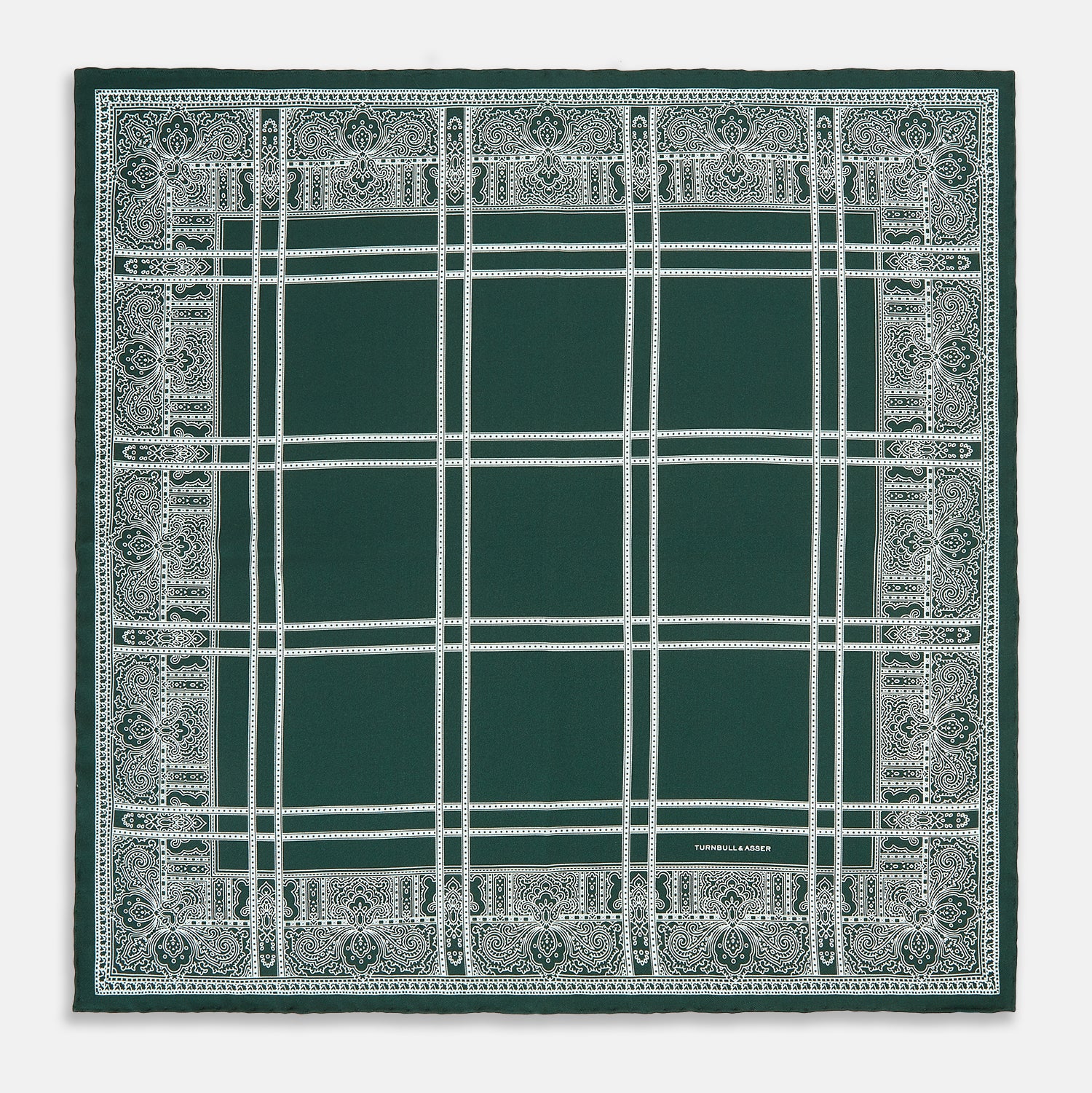 View 4 of product Forest Green Paisley Bandana Patterned Silk Pocket Square OS