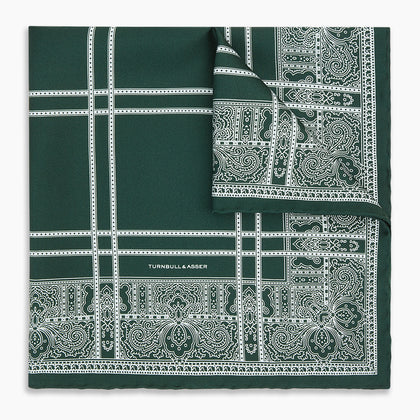 Forest Green Paisley Bandana Patterned Silk Pocket Square Image 4
