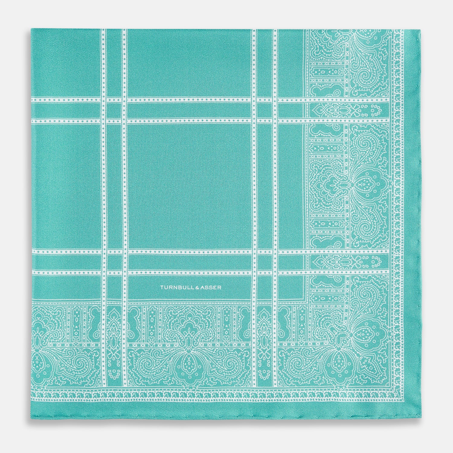 View 3 of product Turquoise Paisley Bandana Patterned Silk Pocket Square OS