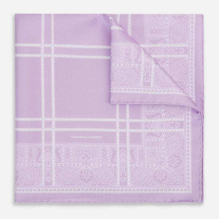 Lilac Paisley Bandana Patterned Silk Pocket Square