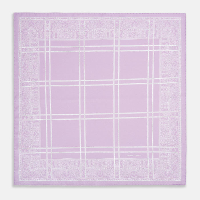 Lilac Paisley Bandana Patterned Silk Pocket Square Image 3