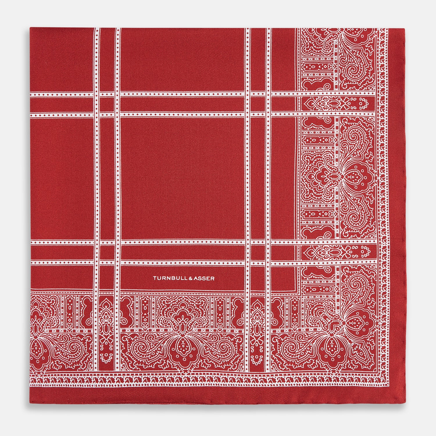 View 3 of product Red Paisley Bandana Patterned Silk Pocket Square OS