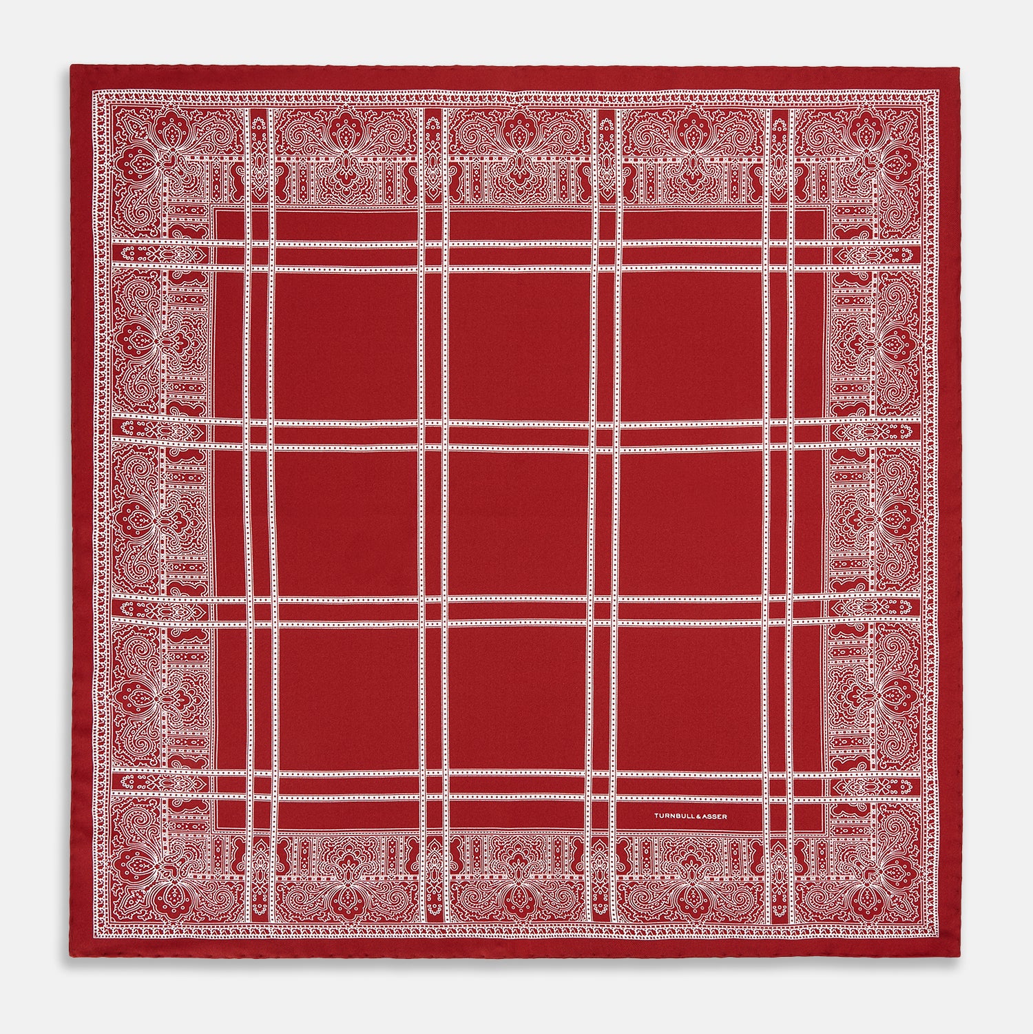 View 4 of product Red Paisley Bandana Patterned Silk Pocket Square OS