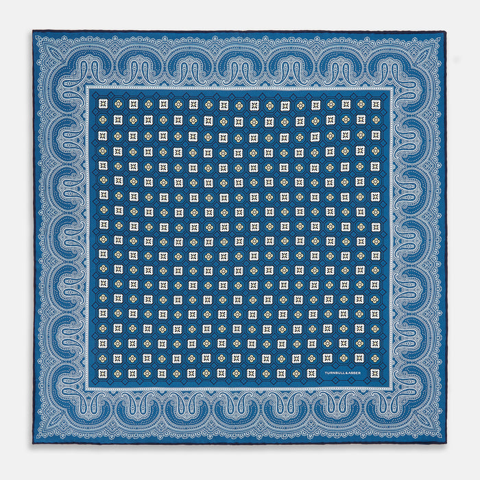 Azzurro Floral Tile and Paisley Silk Pocket Square Image 3