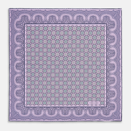Lilac Floral Tile and Paisley Silk Pocket Square Image 3