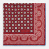 View 3 of product Red Floral Tile and Paisley Silk Pocket Square OS