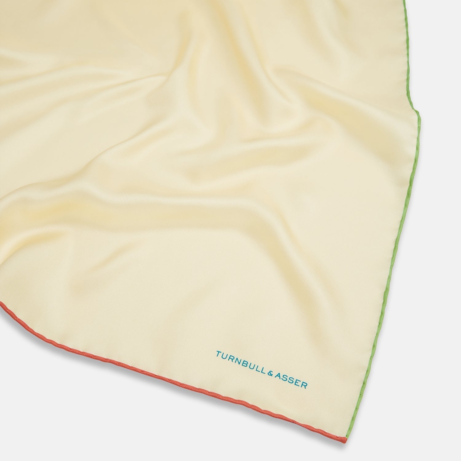 View 2 of product Ecru and Multicoloured Piped Silk Pocket Square