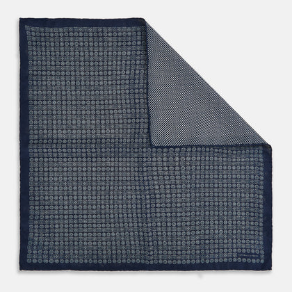 Rosette Navy Pocket Square in Silk Image 2