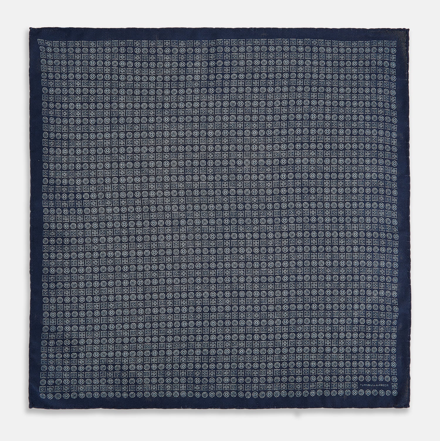 View 5 of product Rosette Navy Pocket Square in Silk
