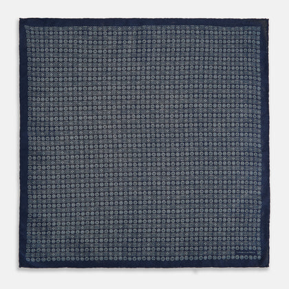 Rosette Navy Pocket Square in Silk Image 4