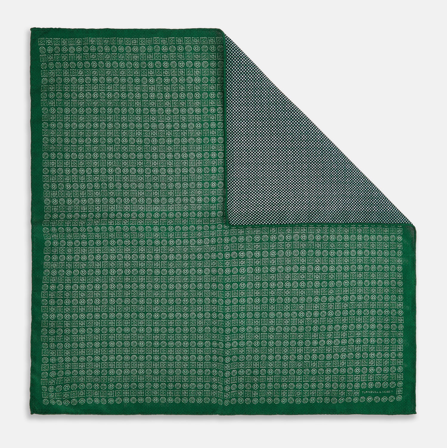 View 3 of product Rosette Green Pocket Square in Silk