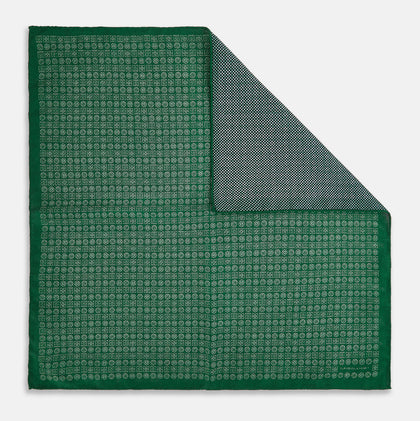 Rosette Green Pocket Square in Silk Image 2