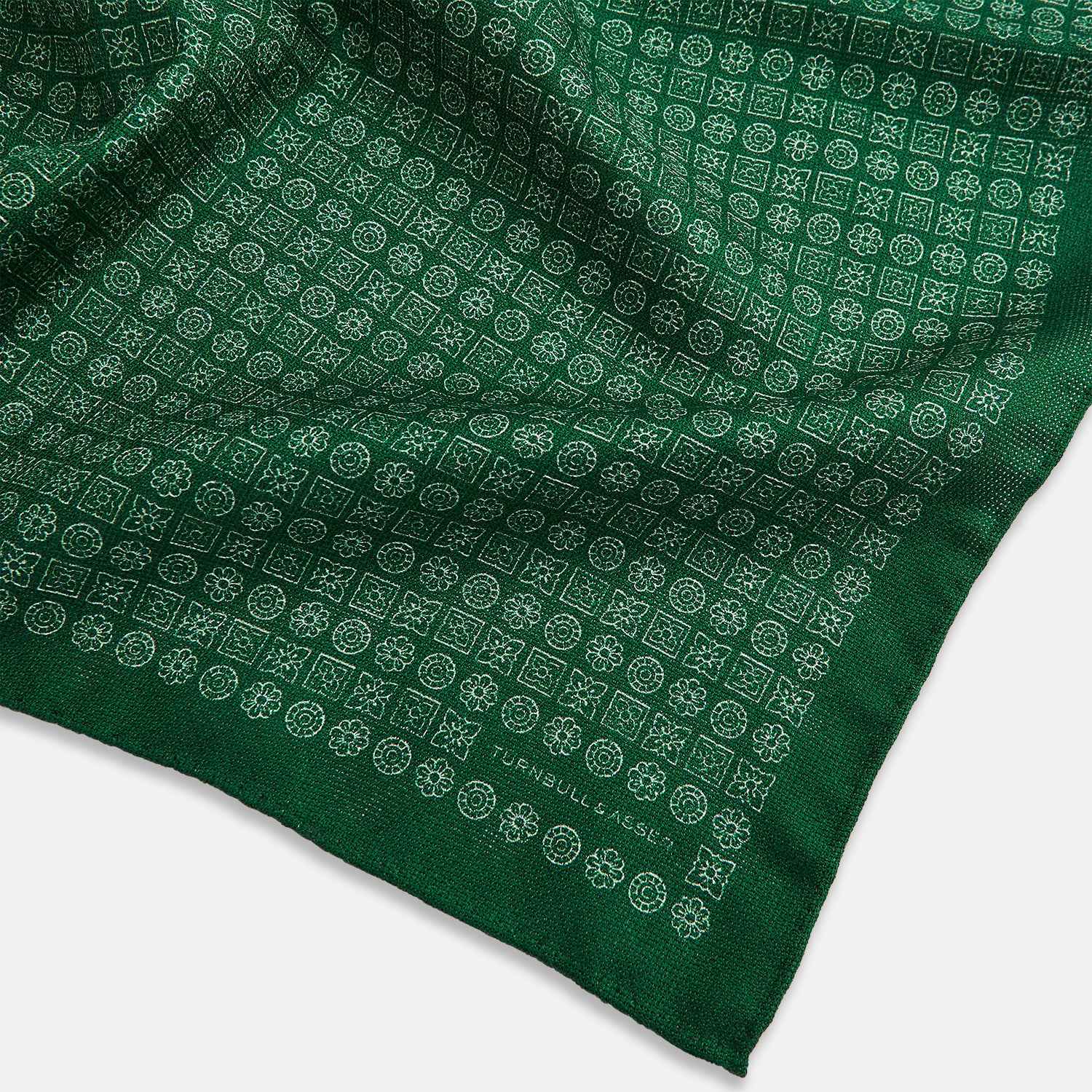 View 2 of product Rosette Green Pocket Square in Silk