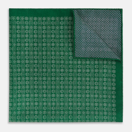 Rosette Green Pocket Square in Silk Image 3