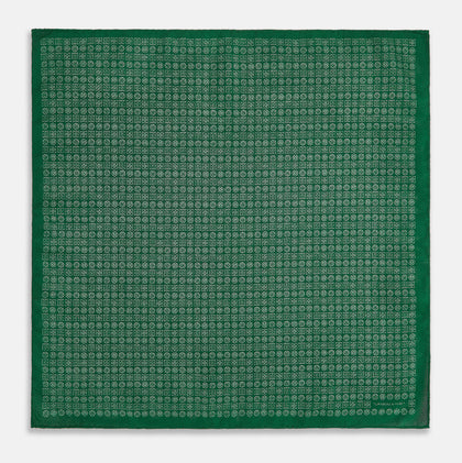 Rosette Green Pocket Square in Silk Image 4