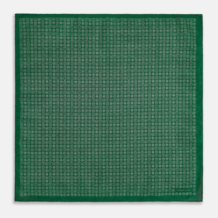Rosette Green Pocket Square in Silk Image 4
