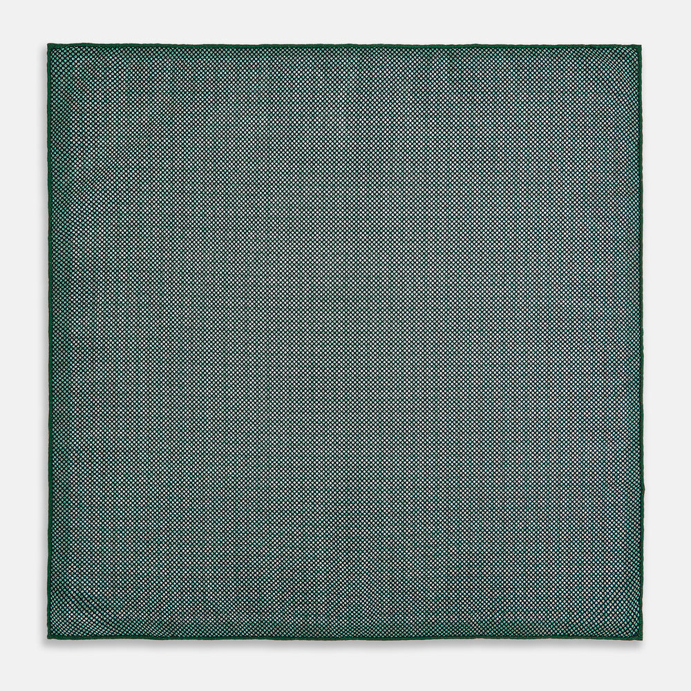 Rosette Green Pocket Square in Silk