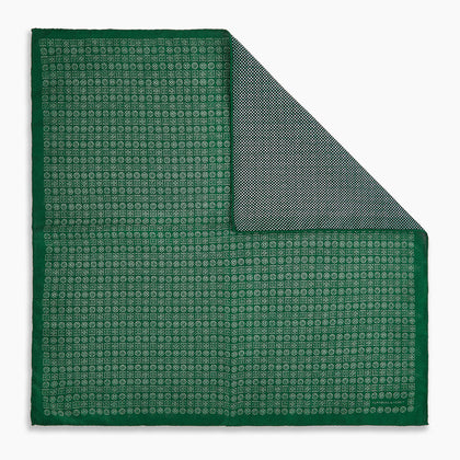 Rosette Green Pocket Square in Silk Image 6
