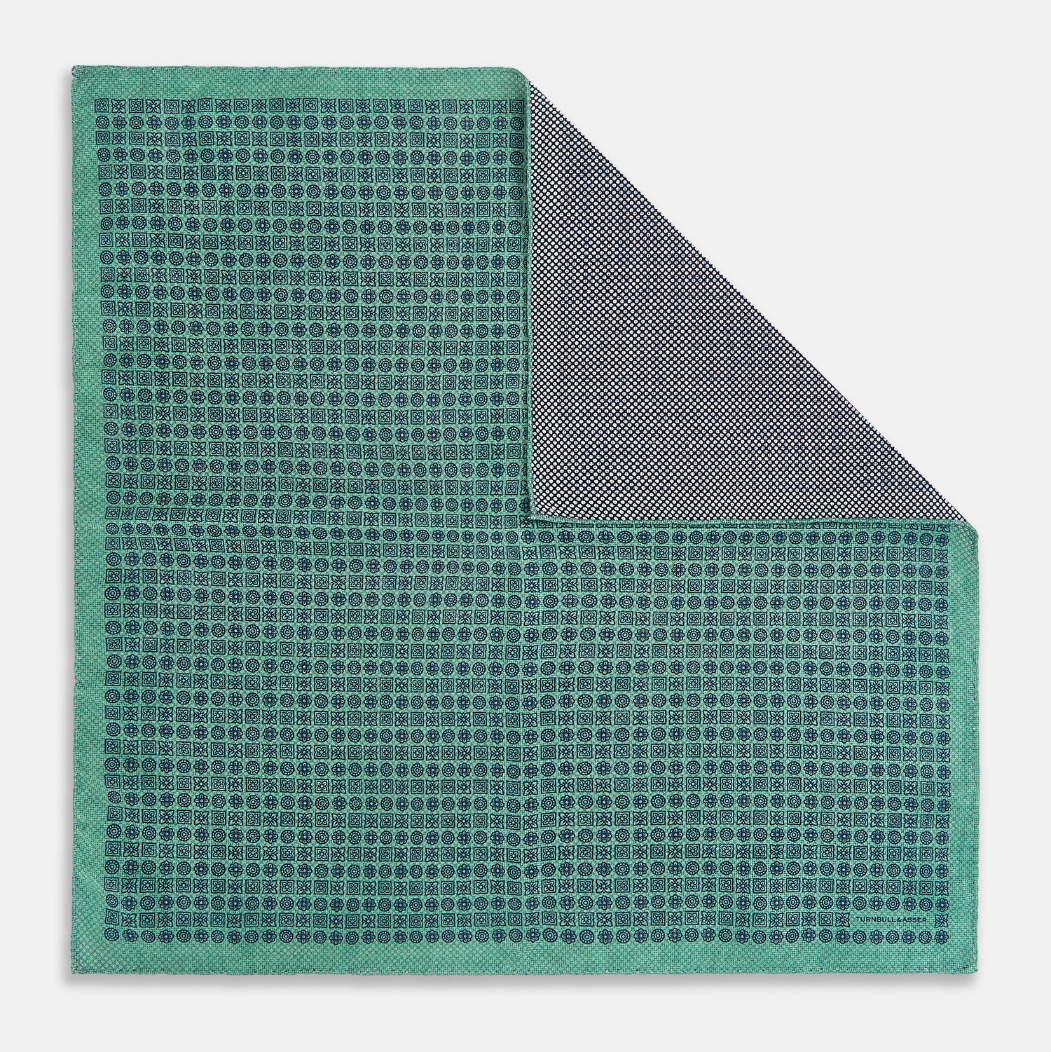 View 3 of product Rosette Green Pocket Square in Silk