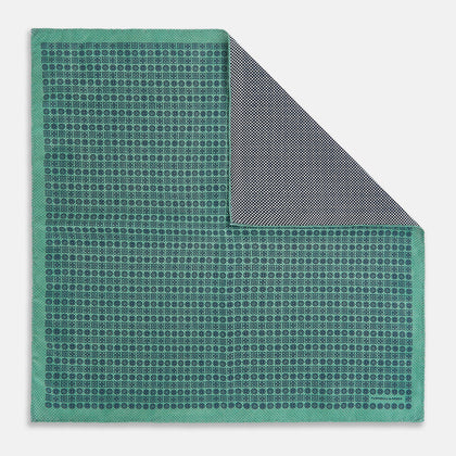 Rosette Green Pocket Square in Silk Image 2