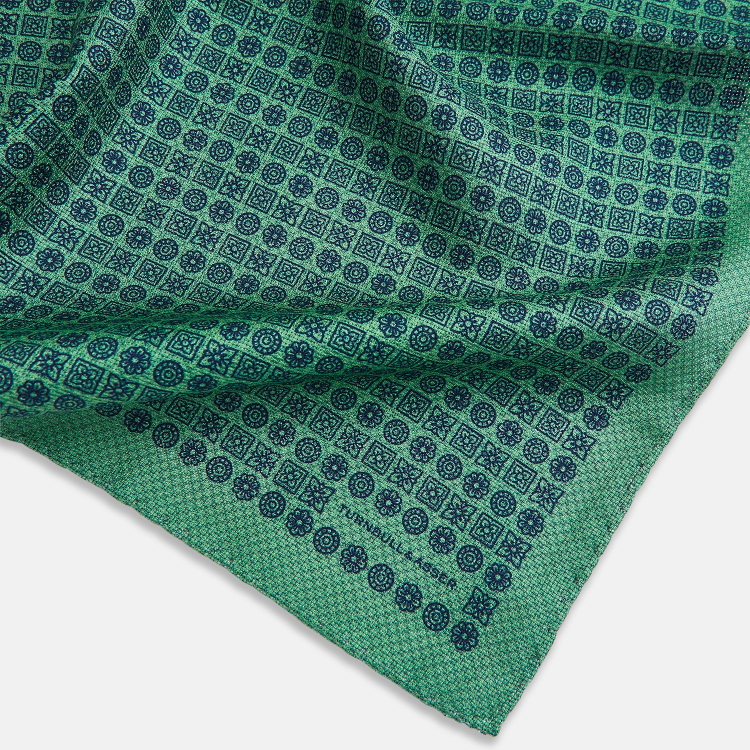 View 2 of product Rosette Green Pocket Square in Silk