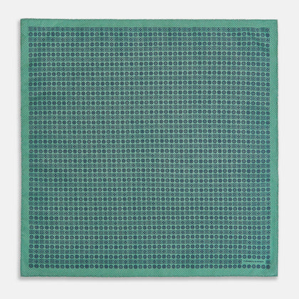 Rosette Green Pocket Square in Silk Image 4