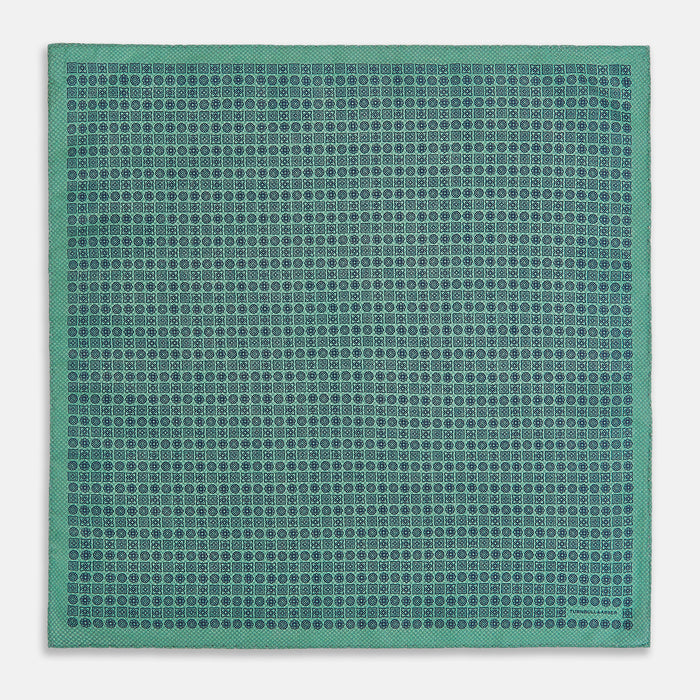 Rosette Green Pocket Square in Silk Image 4