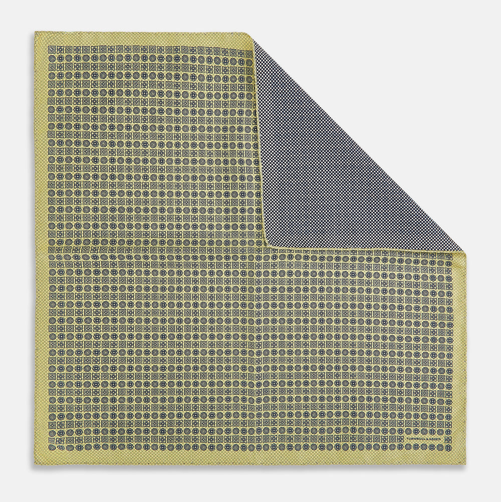 Rosette Yellow Pocket Square in Silk