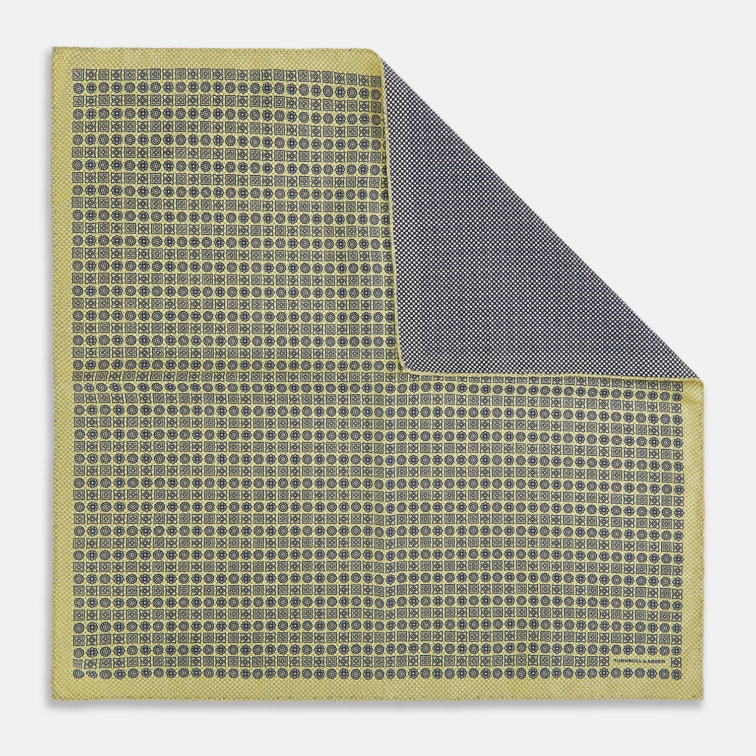 View 3 of product Rosette Yellow Pocket Square in Silk