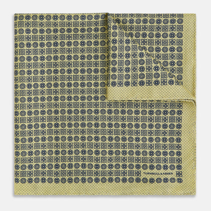 Rosette Yellow Pocket Square in Silk