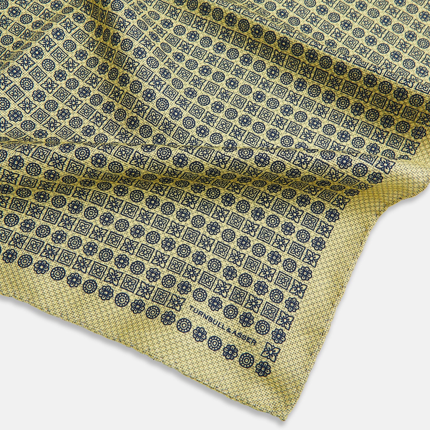 View 2 of product Rosette Yellow Pocket Square in Silk